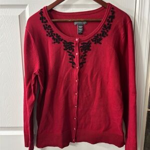 Covington Red Cardigan with Black Detailing